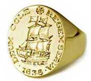 hand engraved ring with clipper ship