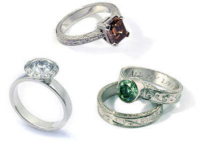 hand engraved custom engagement rings