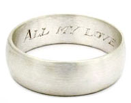hand engraved block letters inside wedding band
