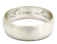 hand engraved script inside wedding band